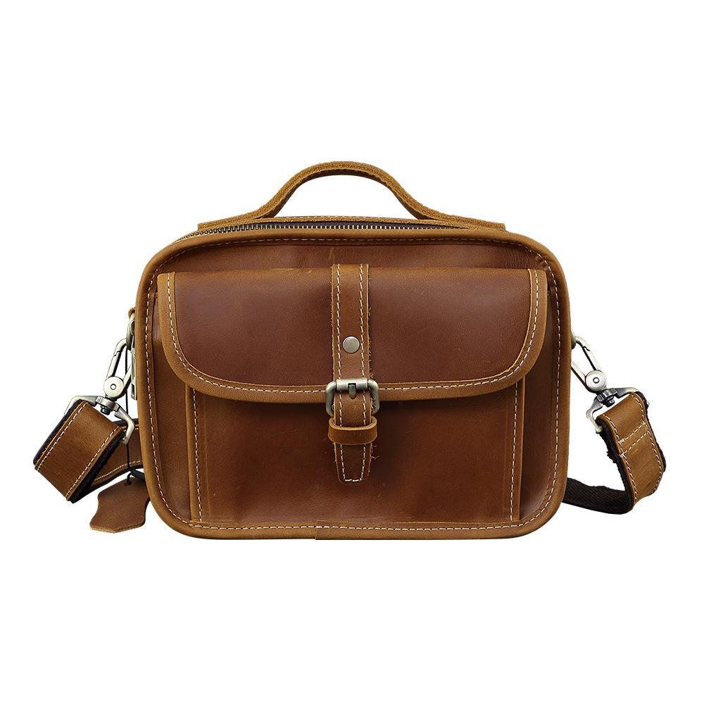 

New Genuine Leather Men s Messenger Bag, Crazy Horse Leather Men s Head Cover Layer Cowhide Shoulder Crossbody Bag, Casual Handbag коричневый