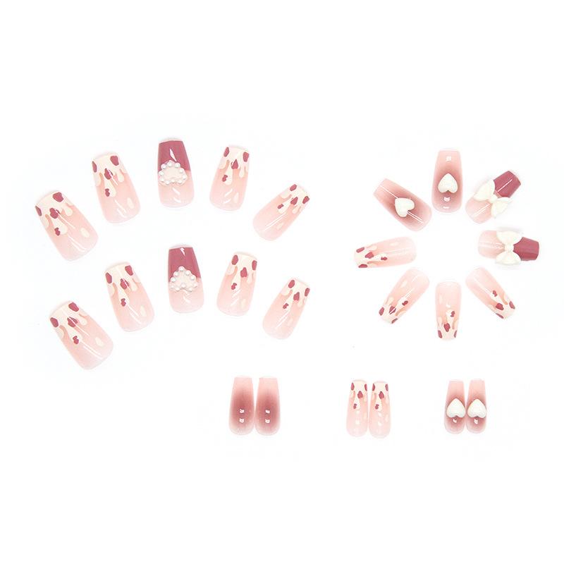 Gentle Blush Gradual Change Manicure Pink Girl Sweetheart Wearing Nail Three-Dimensional Bow Love Manicure Piece