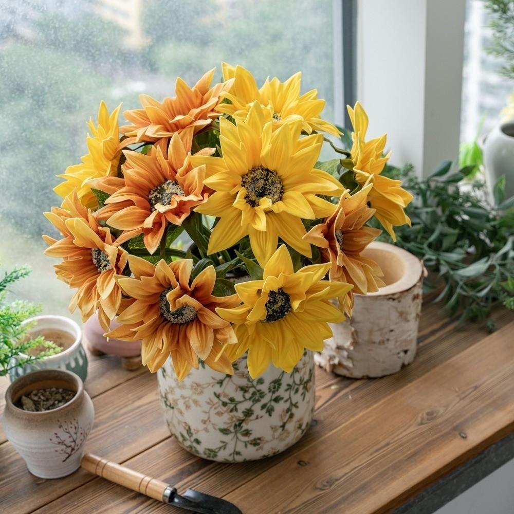 Realistic Artificial Sunflower Bouquet Elegant Simulated Sunflower  Holiday Party Wedding