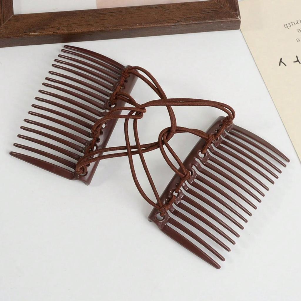 2 Pieces of Fashionable and Elegant Magic Combs Suitable for Women's Accessories, Adjustable Elastic Double Comb Hair Clips Suitable for Th