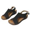 Fashion Velcro Platform Sandals, Women's Sewing Line Breathable Hollow Wedge Heel Beach Sandals