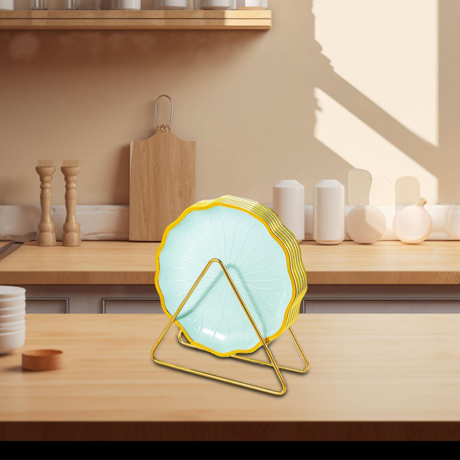 

Набор столовых приборов из 6 предметов, тарелка для десерта, поднос для посуды Bone с подставкой зелёный