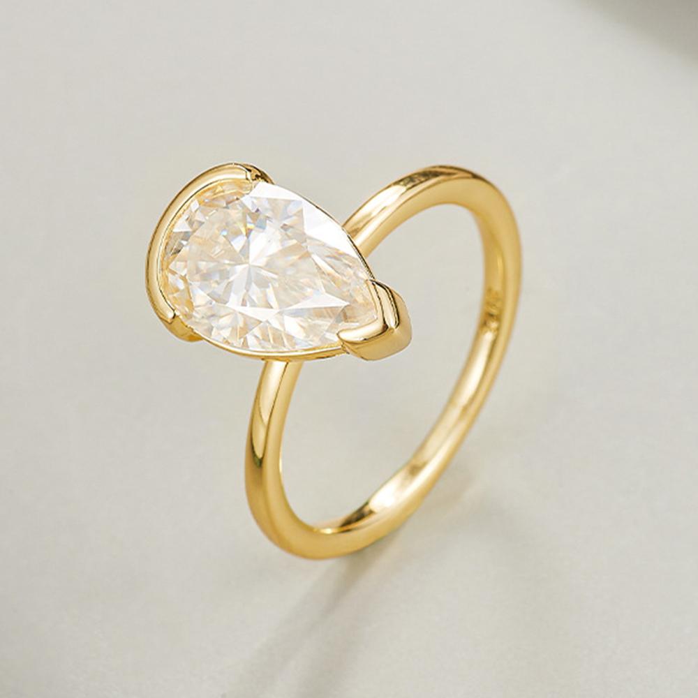 4Carat Pear Cut D Color Moissanite Rings for Women   CopperWaterdrop Diamond Ring Engagement Wedding Bands Jewelry