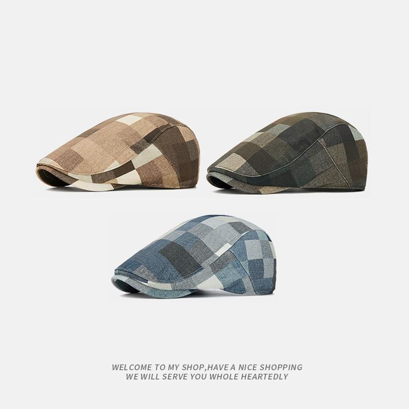 Plaid Beret Unisex Spring Summer British Forward Cap Sunshade Cap