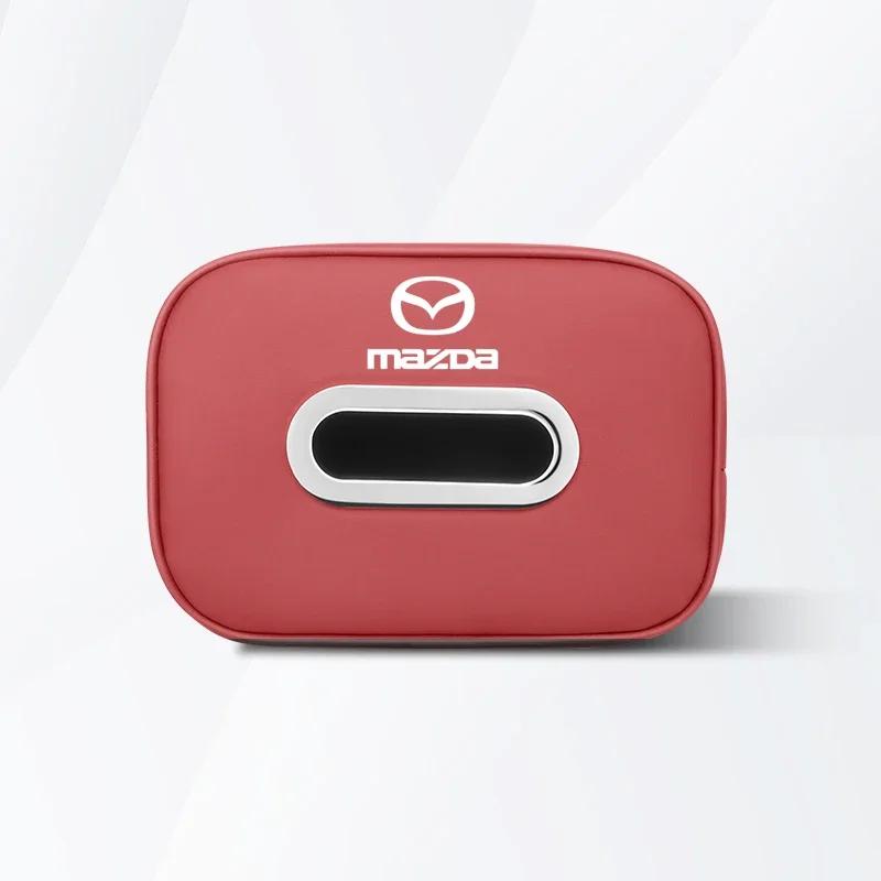 

2025 Hot Car Tissue Box Quality Leather Auto Paper Towel Storage Bag For Mazda 2 3 6 5 Atenza CX3 CX5 MX5 CX7 Axela CX30 CX90 CX