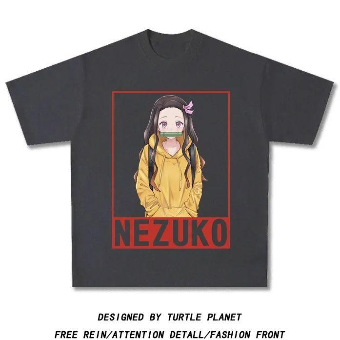 

Клинок истребления демонов Ваша Фасоль Анимационный Короткий Рукав Мужская Футболка из Чистого Хлопка Летняя Американская Ретро Свободная Модная Майка 4XL