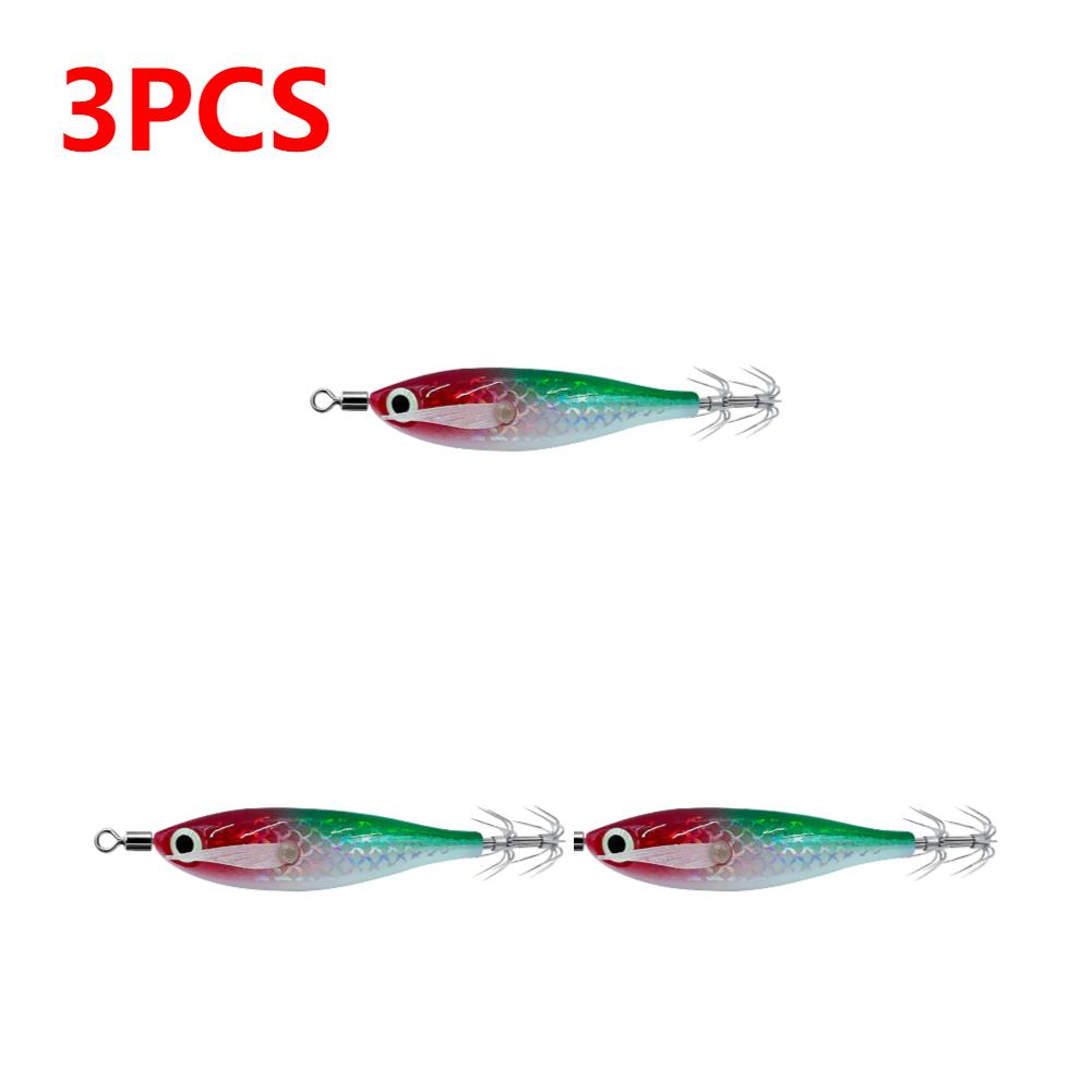 1-3 Stück leuchtender Tintenfischköder Haken Salzwasser Angelköder Künstliches Ei Holzgarnele Köder Meeresfischen Oktopus Sepia Tintenfischköder