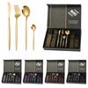 24pcs Gold Dinnerware Set Stainless Steel Tableware Set Knife Fork Spoon Luxury Cutlery Set Kitchen Flatware Dishwasher Safe