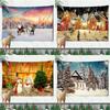 Christmas Tree Snowman Landscape Tapestry Bedroom Living Room Home Christmas Wall Decoration
