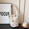 Fashion Large Capacity Girl Shoulder  New Canvas Bag Heavy Industry Embroidery Bucket Bag Shoulder Commuter Tote Bag