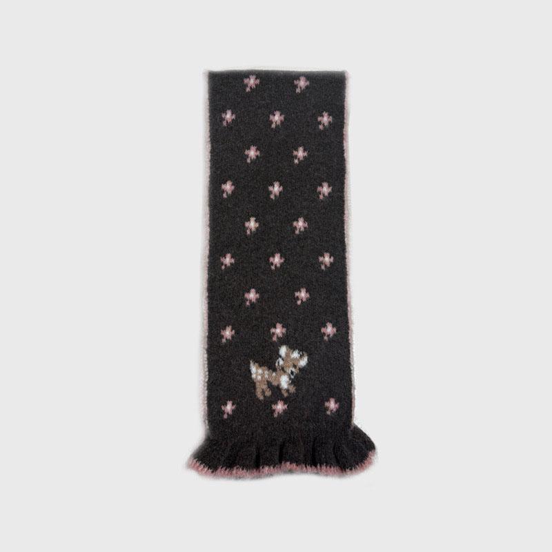 

Korean Winter Scarves Cartoon Deer Floral Kawaii Sweet Versatile Cute Scarfs Thicked Warm High-quality Cashmere Knitted Scarfs 170X15cm