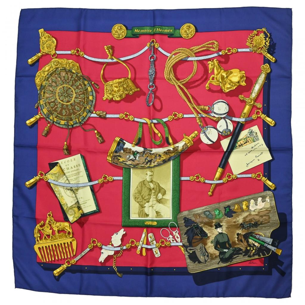 Auth HERMES Carre 90 Scarf Memoire d'Hermes Silk he8813jh Used