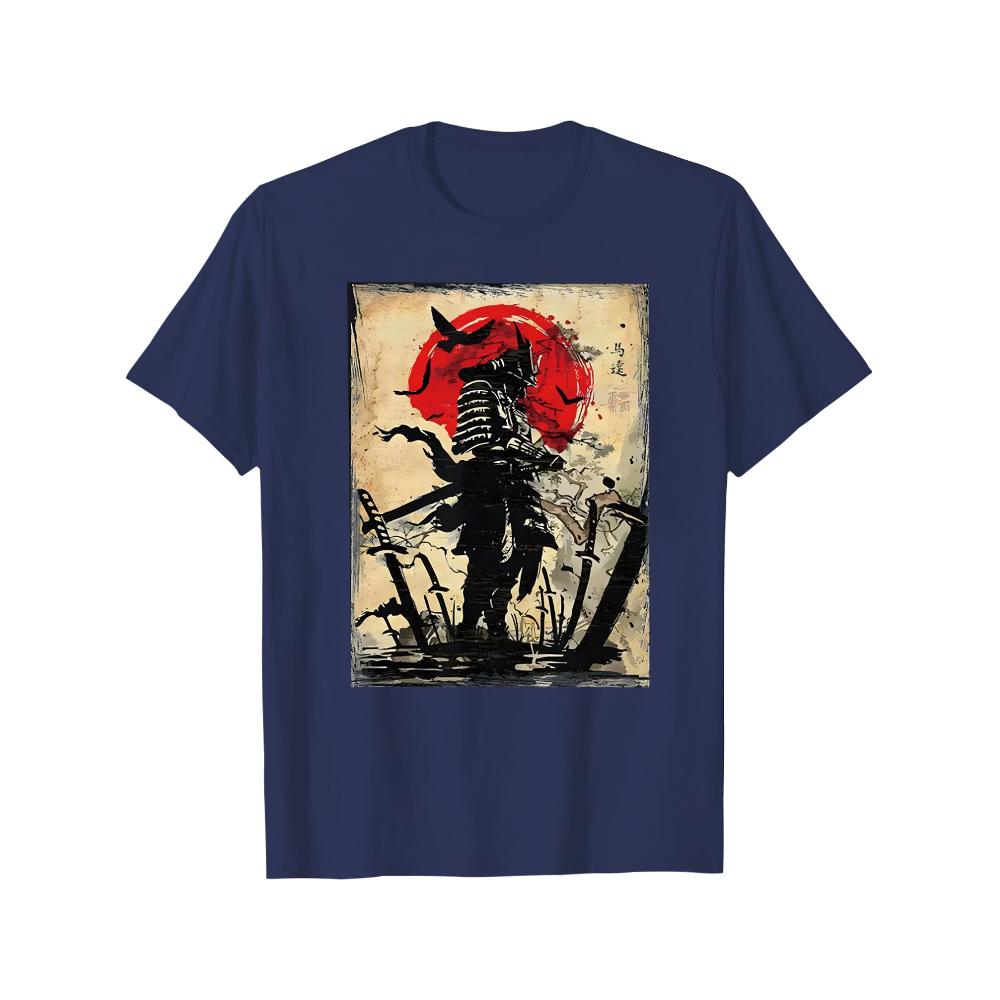 

Samurai Red Sun Art T-Shirt,Soft Breathable & Fade-Resistant, Classic Fit for Daily Casual Wear XXL белый