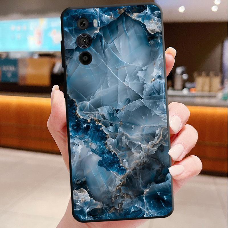Blue Gems Crystal Stone Phone Case For Motorola Edge 50 40 Pro 50 40 30 Ultra Neo Fusion Moto G Play G Stylus G Power G 5G Moto Edge 40