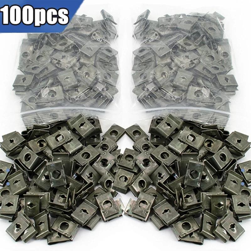 50/100PCS Car Motorcycles Metal Screw Fastener Clips U-Type Clip with Screw Anti-rust Protection Clip Screw Buckle Iron Sheet
