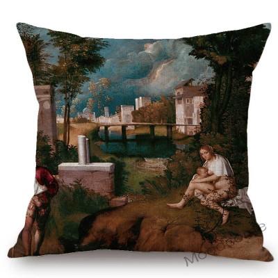 Italian Renaissance Giorgione Famous Oil Painting Sleeping Venus Linen Sofa Decoration Pillow Case Gallery Art Car Cushion Cover