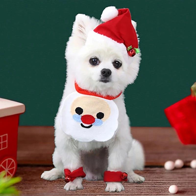 Christmas Dog Scarf Cute Adjustable Puppy Cat Dog Bandana/Bibs Halloween for Small Pets Dog Clothes Cat Clothes Accessories