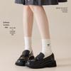 Girls' Mid-Calf Seamless Cotton Socks with Butterfly Embroidery - Wear-Resistant, Anti-Pilling, for Spring and Autumn