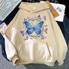 Beautiful Butterfly Printed Hoodie Autumn Winter Casual Fashion Harajuku Korean Style O-Neck Long Sleeve Fleece Tops Sweatshirts