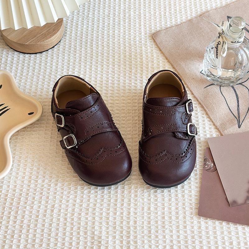 Kids' Slip-on Leather Shoes: 2026 Spring/Autumn, Soft Sole, Versatile Retro Loafers for Boys & Girls