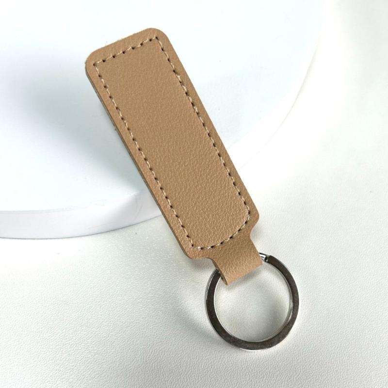Simple PU Leather Keychain Soft Touch Solid Color Mini Key Holder Fashion Bag Pendant Decor for Daily Use
