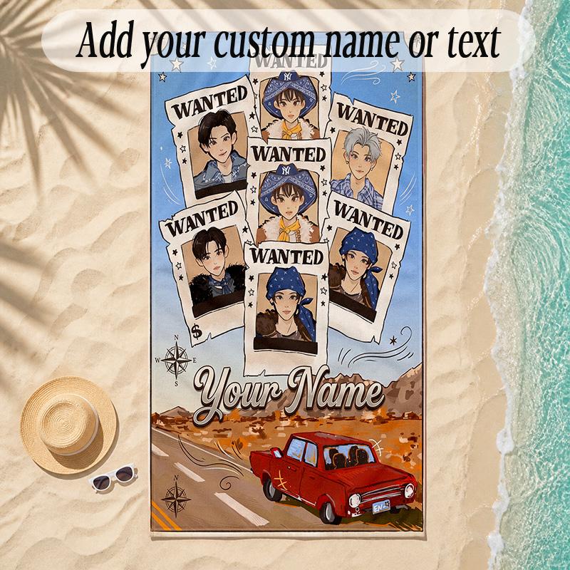 Beach TowelENHYPEN Custom Name Text Personalized Soft Towel for Beach Pool Indoor Home Decor Gift