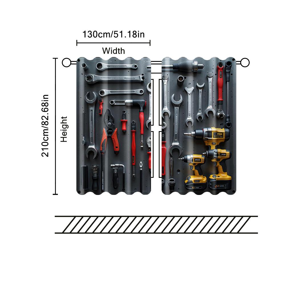 2 Pcs, Filtering Curtains (Excluding Rods, Non-Movable, Without Batteries) Workshop Toolsbackgroundsuitable For Use In Bedrooms