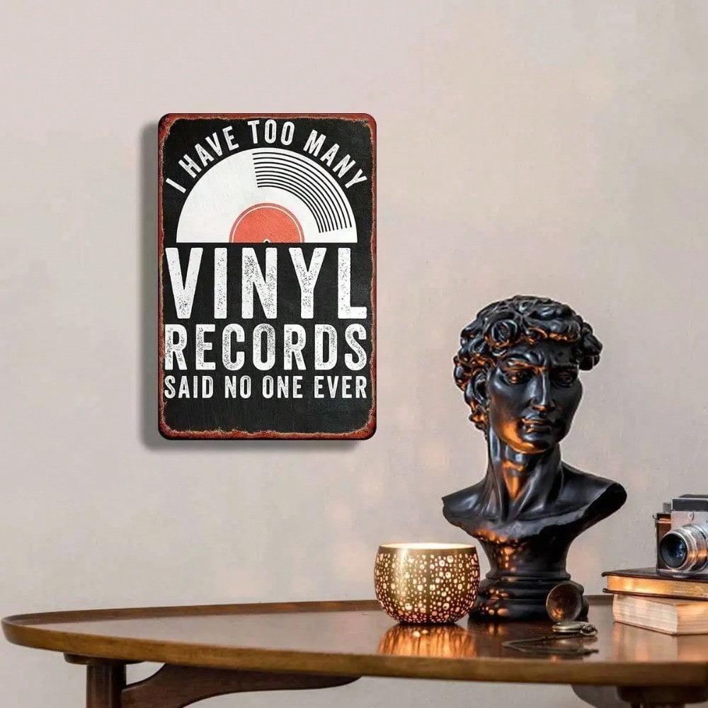 Retro Vinyl Record Player Metal Sign Wall Decor Vintage Music Collector Tin Art