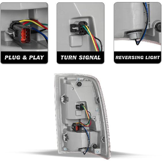 LED Tail Light Assembly for 2013-2018 Dodge Ram 1500/2014-2018 Ram 2500 3500 with LED Bulbs, Clear Red Lens Right Passenger and Left Driver Side
