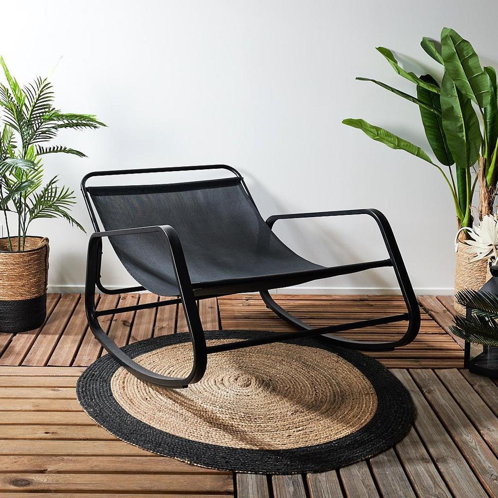 Miami GARDEN CHAIR, Gray, On Metal Runners with a Cushion