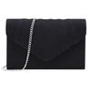 Milisente Pleated Suede Wedding Bag, Women's Party Bag, Formal Bag, 3-Way (Black)