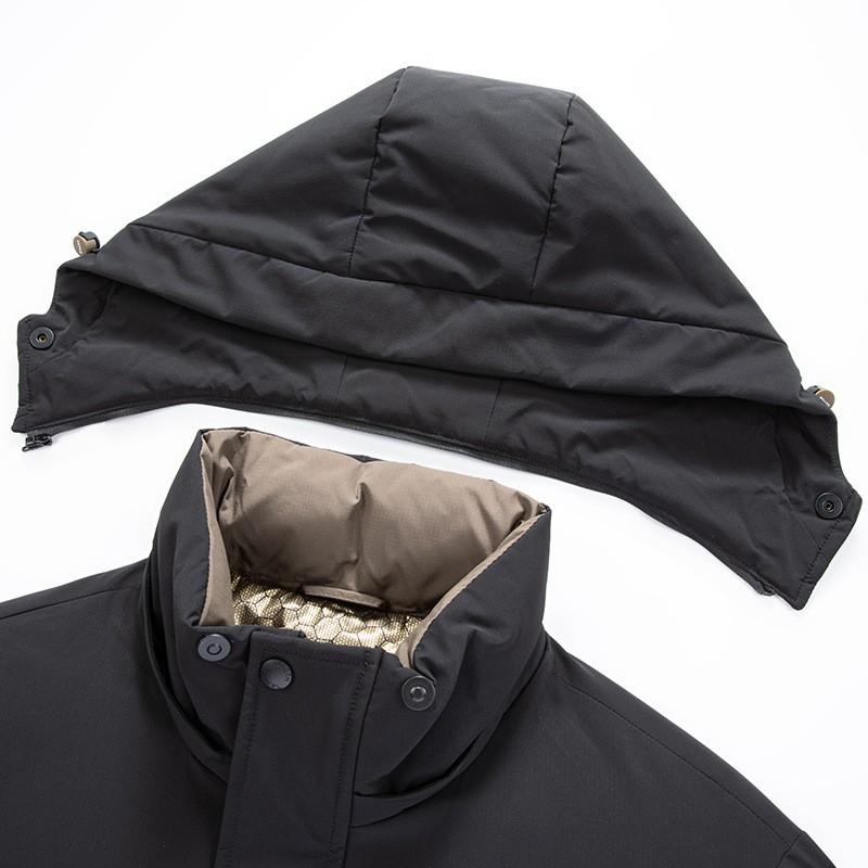 Mens Winter Hooded Down Jacket With Removable Inner Liner Thick Warm Parka Middle-Aged Senior 86-90% Goose Fill