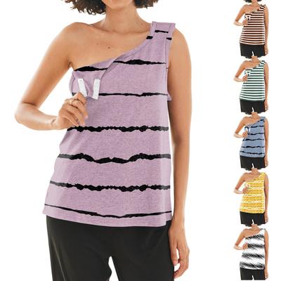 Women Shoulder Surgery Recovery Shirt Sleeveless Top with Snap Buttons Easy Open Design Striped Print Post-Operative Clothing