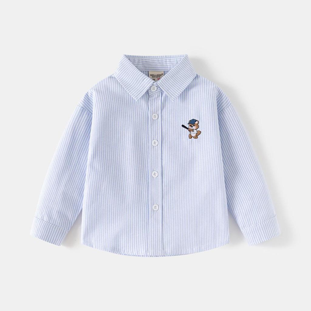 Barne Vår Langermet Skjorte Ny Gutter Oxford Spinning Tynn Jakke Medium Barne Fritid Brodert Skjorte Tide