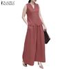 Women Sleeveless Vest Tops and Pants Summer Two Piece Suit Sets