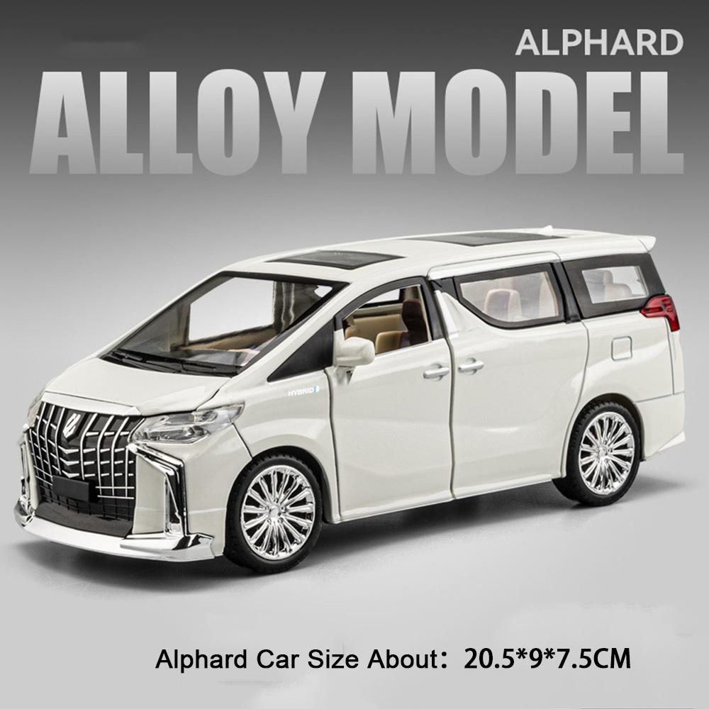 1:24 Vellfire Alphard Alloy MPV Model Toy Car Metal Diecast Doors Opened Sound Light Business Cars Models Kids Hobby Ornaments