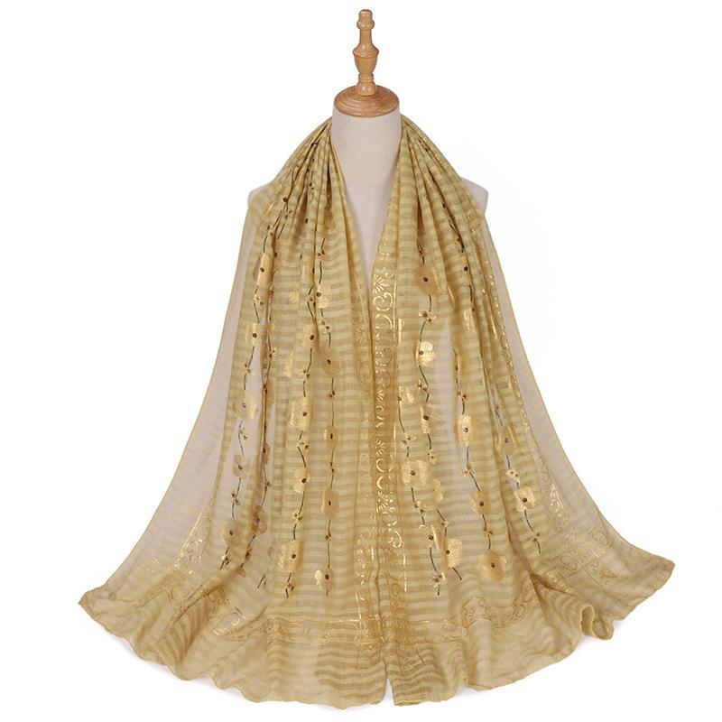 New Printed Gilding Cotton Hijab Scarf Women Luxury Stripe Glitter Scarves Poncho For Women Headband Bandana Shawl Turban Islam