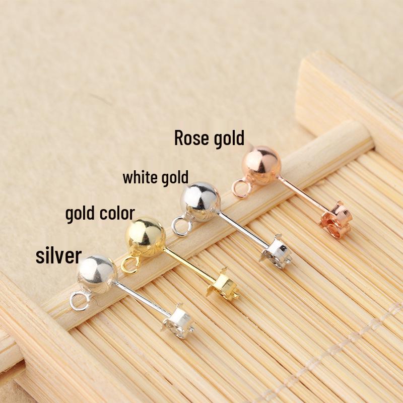 Tingxiang S925 Sterling Silver Open Jump Rings Beaded Earring Parts and Accessories
