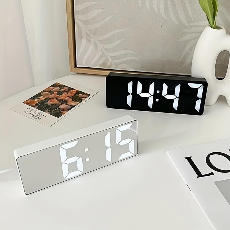 Ins Silent Night Light LED Digital Clock Minimalist Mirror Design for Desk