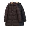 Womens Hooded Cotton Blend Long Sleeve Mid-Length Casual Coat Loose Fit Street Style Winter Outerwear