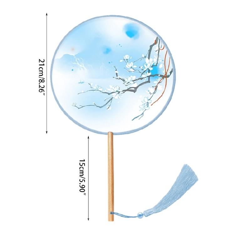 Handhelds Chinese Fan Ancient with Pendant Chinese Inks Painting Fan