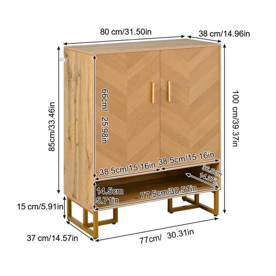 Modern, Minimalist Shoe Cabinet, Unique Wood Grain, Golden Iron Frame, Two-Door Storage Cabinet, Narrow Shoe Cabinet, Shoe Rack, Shoe Tipper,