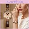 Gadi Vintage Small Round Female Quartz Wristwatch With Leather Strap For Office Wear