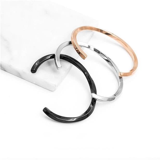 Twist Bracelet Titanium Bangle for Women B1023 Petit-Germe (Silver Color)