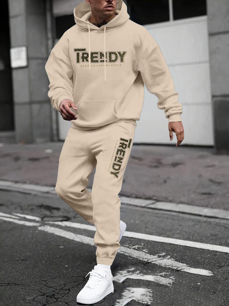 New sweater sweatpants set letter printing casual jacket autumn and winter velvet street tide youth hooded suit