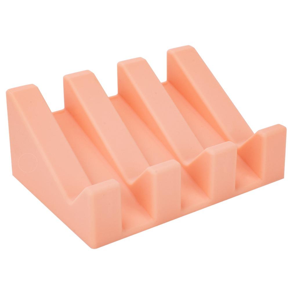 2PCS Silicone Soap Dish Built-in Drain Lip Self-Draining Soap Storage Holder Countertop Organizer Easy Cleaning Sink Tray