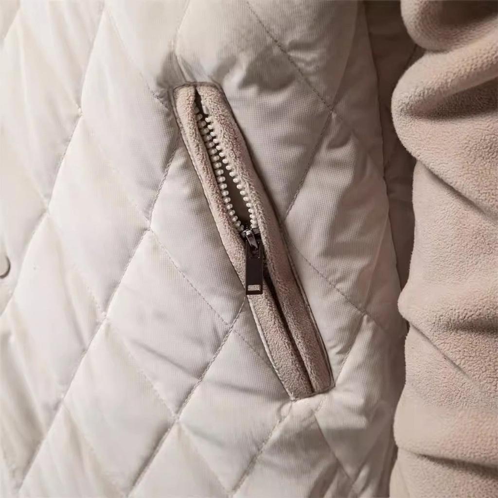 Men's Winter Solid Color Fleece Quilted Thickened Jacket Men's Casual Jacket Raglan Sleeve Jacket