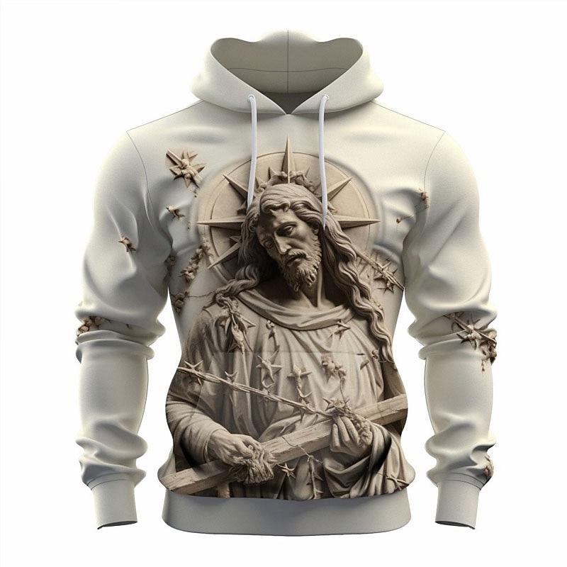 Sweat à capuche graphique pour homme Croix Foi Hoodies Sweatshirt Mode Quotidien Basique Décontracté