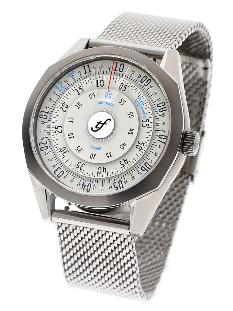 MILLIMETRO IV MLIV000SSVW Trifoglio Italia MILLIMETRO IV 4th Generation Automatic Watch Rotating Disc Vintage White Dial Stainless Steel Mesh Strap