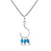 Opal Fish Hook Pendant Necklace for Women - Fashionable Clavicle Chain for Spring & Summer